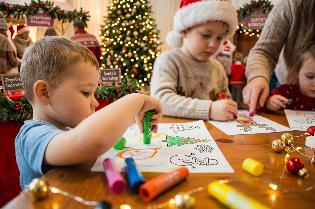 Child coloring with crayons